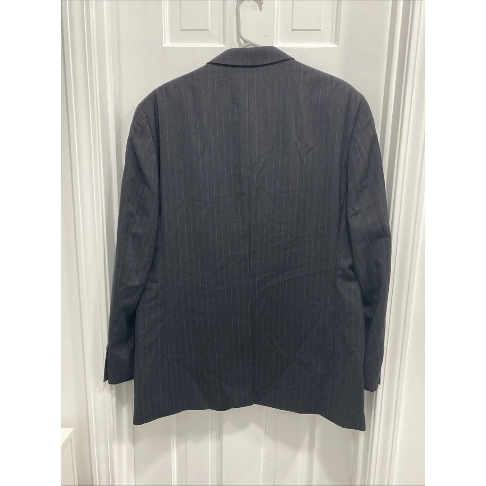 Jones of New York Mens Suit Black Pin Stripe‎ Wool Coat Size 42R Pants Read